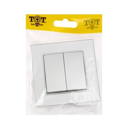 Tot Matte Glass switch, 10 a, 2 cl., Hidden, glass, silver-4