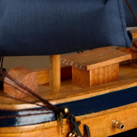 The ship "Sea Orchestra" is three -masted with blue sails, 40*8*35cm-4