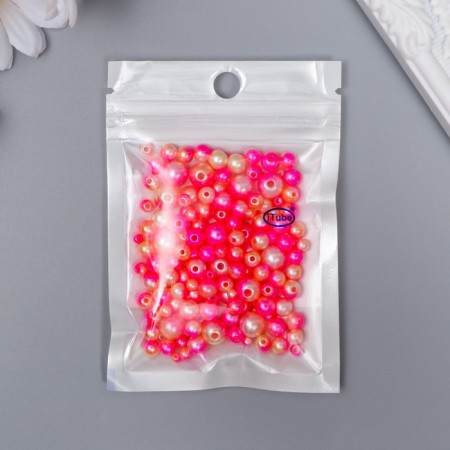Beads for creativity plastic "Round. Gradient. Mermaid bright pink" D = 3-8mm, set 10 g 74595-2