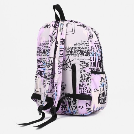 Youth backpack from textiles on lightning, 3 pockets, lilac color-3