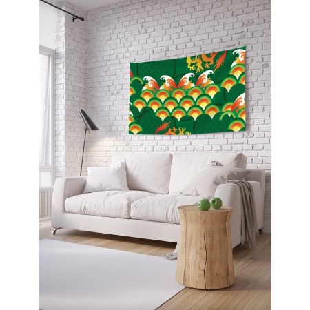 Decorative panel with photo printing "Fire Dragons", horizontal, size 100x150 cm