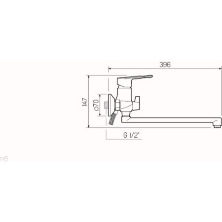 Bath mixer "RMS" SL134-006E, pour 350 mm, shower set, brass, chrome-4