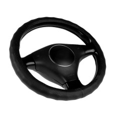 Braid on the steering wheel Nova Bright eco -leather, black, ribbed, perforation, size M