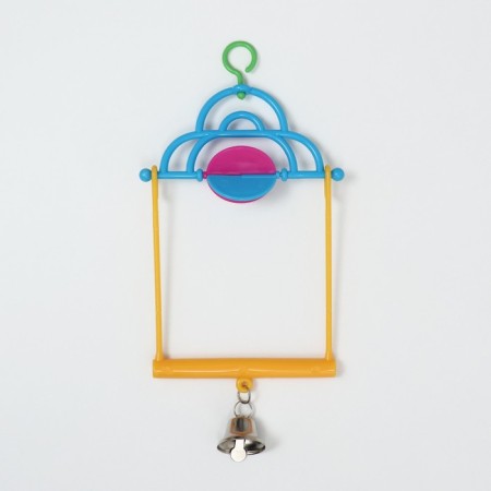 Bird swings with a rattle and bell, 10.7 x 21.7 cm, mix of flowers-3