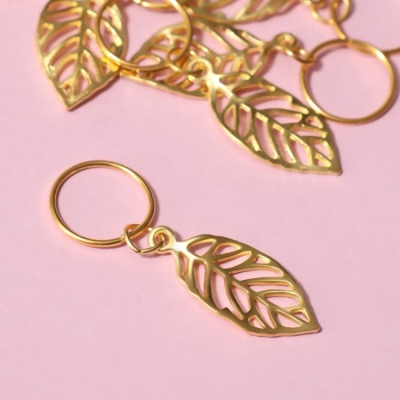 Hair piercing "Leaflets", 3.9 × 1.4 cm, 10 pcs, Golden color-2