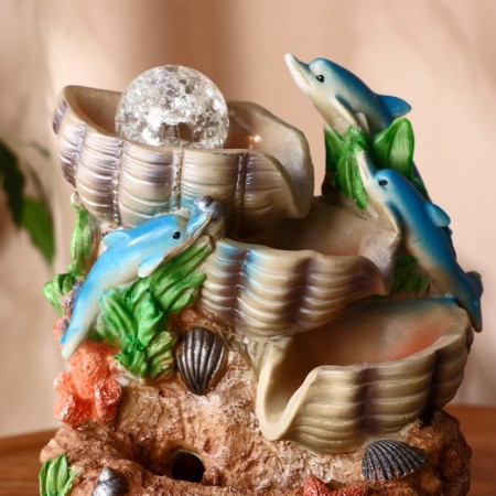 Dolphins fountain of shells, 11x16x24 cm (with backlight)-1