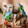 Dolphins fountain of shells, 11x16x24 cm (with backlight)