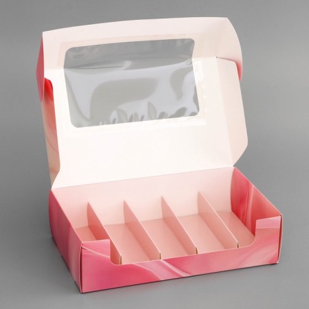 Box for 5 eclairs, confectionery packaging "Tulips", 25.2 x 15 x 6.6 cm-3