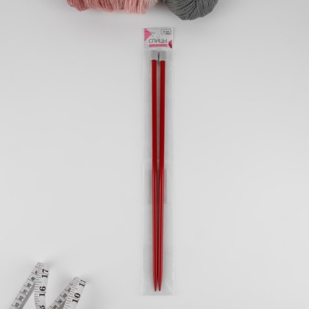 Knitting needles, straight lines, d = 7 mm, 35 cm, 2 pcs, red color-2