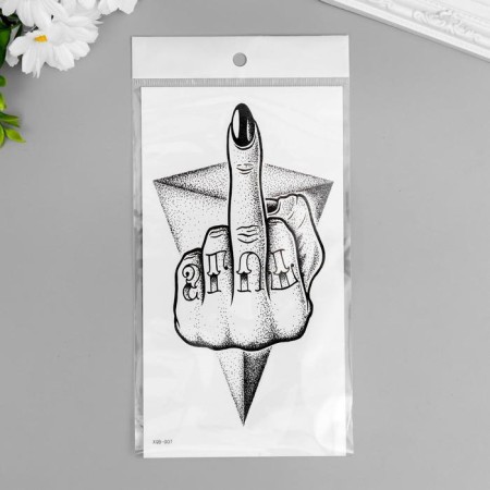 Tattoo on the body Black "Middle finger" 21x15 cm-2
