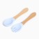 Set of children's cutlery, fork and spoon, blue color
