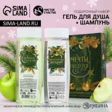 Gift New Year's set “Dreams will surely come true”, shower gel 250 ml and hair shampoo 250 ml, pure happiness