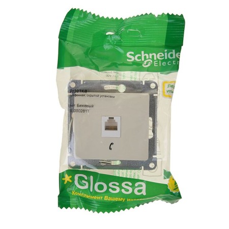 Telephone socket "Glossa" Sche, single, hidden, beige color-2