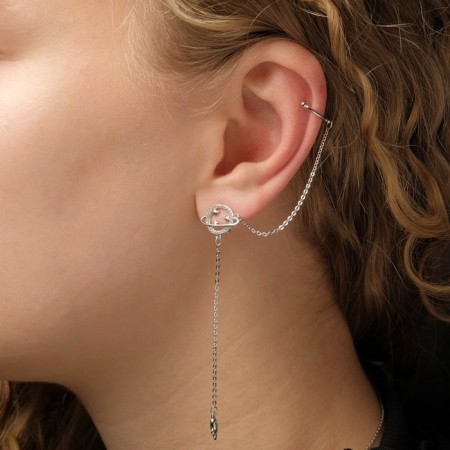 Earring "Kaff" Planet, white color in silver