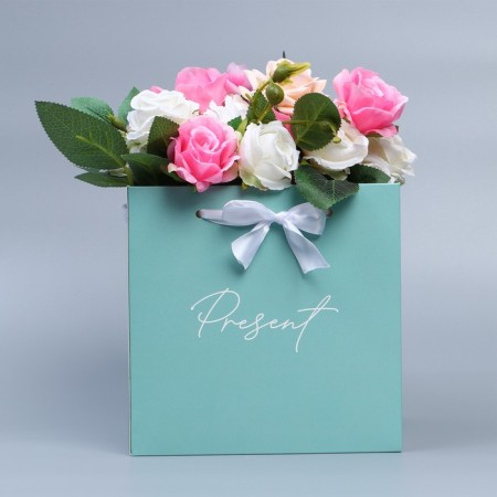 Gift box with ribbons "Present", 19 x 19 x 19 cm-1