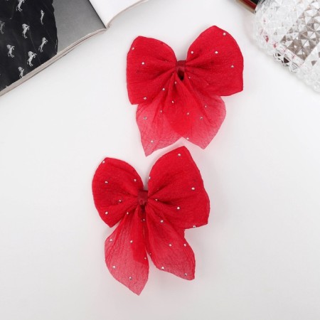 Hair clip "Marta" (set 2 pcs) style, 7.5 cm, red-2