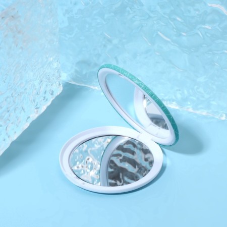 Folding mirror "rhombus", d = 7.5 cm, turquoise color-2