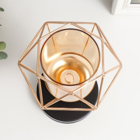 Summary Metal for 1 candle "Bun with faces" gold, black 23x15x15 cm-3