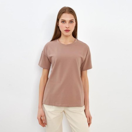 T-shirt female plain Minaku Regular Fit: brown color, river 42