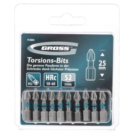 Набор бит торсионных Gross 11484, сталь S2, PZ2x25 мм, 1/4", 10 шт-2