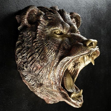 Suspension decor "Bear's head" bronze, 24x35x42cm-1