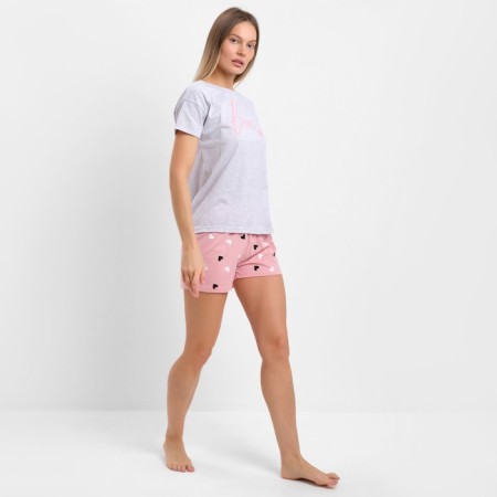 Female homemade set (T -shirt/shorts), gray color, size 44-4