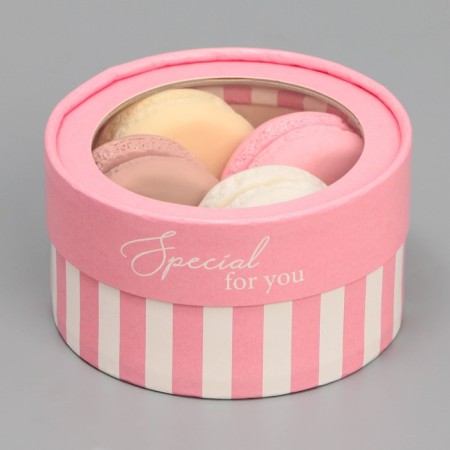 Makarun box, confectionery packaging tube with a window for you, 12 x 12 x 5 cm-3