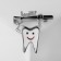 Brooch "Tooth" with a brush, black and white color in silver