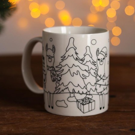 Set of mug for painting "Lama New Year" paint 6 cv 2 ml, brush-2