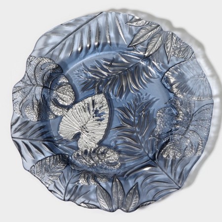 Glass dessert “Arabis”, D = 21.5 cm, Blue color