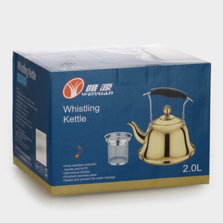 Gold stainless steel teapot, 2 l, 23 × 19 × 20 cm, gold color-7