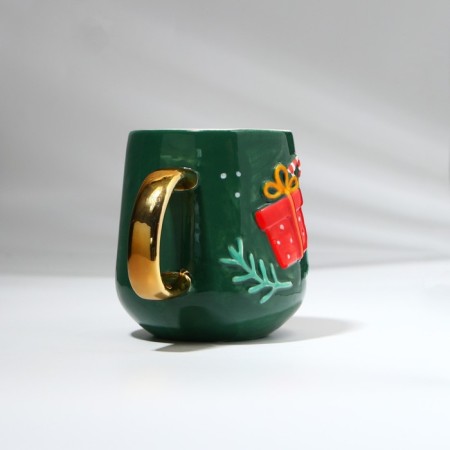 New Year! New Year's ceramic "gift" mug, 600 ml, green color-9