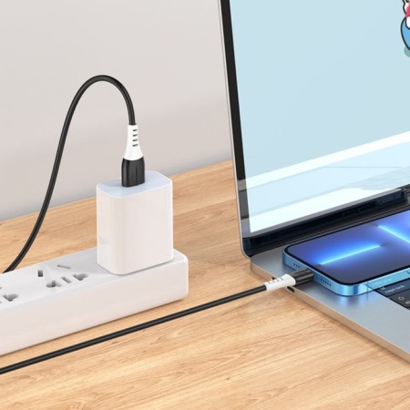 Hoco X82, Lightning cable - USB, 2.4 A, 1 m, silicone braid, black-3