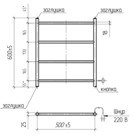 Room electrician "Electra", 500x600 mm, 4 crossbars, black-10