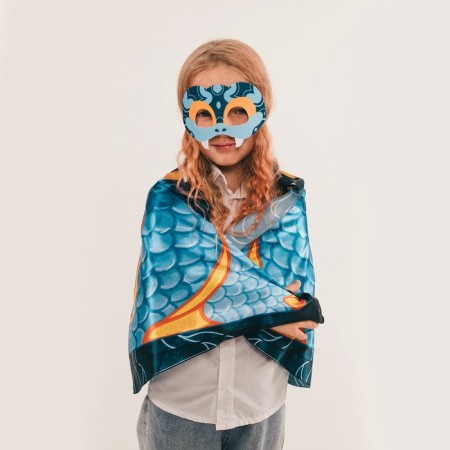 New Year! Carnival set "Cool snake", cape, mask, blue color-5