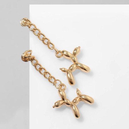 Earrings "Dog" on the chain, color gold-1
