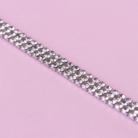 Chain with rows, 3 rows, metal, glass, 6 mm, 4.5 ± 0.5 m, silver color-1