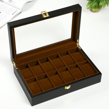 Casket Wood for the clock 12 "Black matte" 8.3x31x20 cm-1