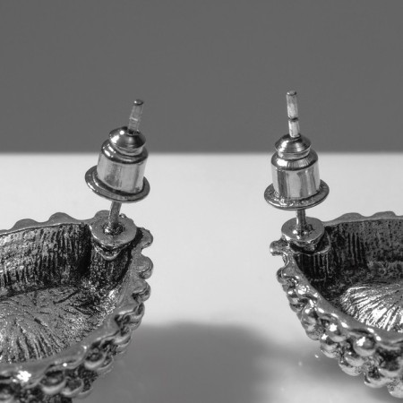 Earrings with rhinestones "Sea radiance", blue color in black silver-2