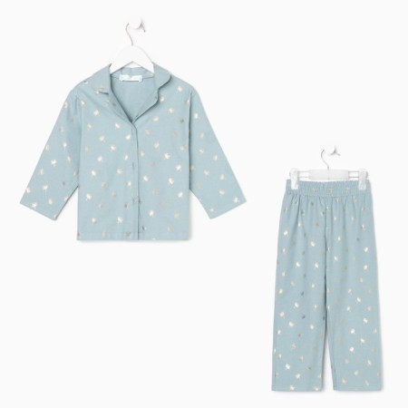 Pajama nursery from a flannel (shirt, trousers) KAFTAN "Dandelions", height 122-128, mint-7