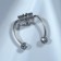 Nose piercing (fake for septum) with interchangeable nozzles, on magnet, l = 17 mm, white color in silver