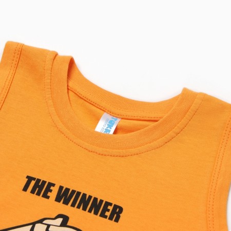Set for a boy (T -shirt/shorts), ocher/menthol color, height 92 cm-1