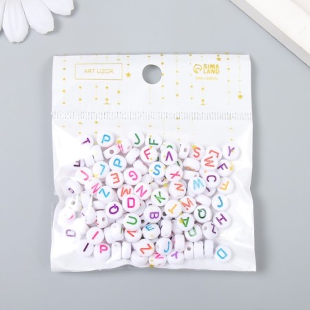 Beads for creativity Plastic "English Bukva in the Circle" Multi -colored set of 15 grams 0.3x0.6.x0.6cm mix 9485558-3