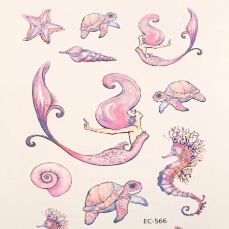 Tattoo on the body color "Mermaid and underwater world" 12x7.5 cm-2