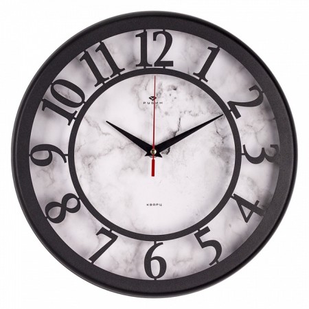 Watching clock, interior "millennium", silent, d-30.5 cm, black and white