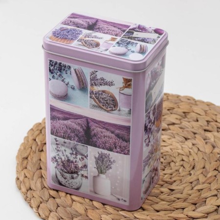 Bank with a lid for bulk products "Lavender", 2.7 liters, rectangular, 13.5 × 9.5 cm, color and pattern mix-1