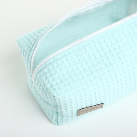 Cosmetic bag at the zipper textura, turquoise color-7