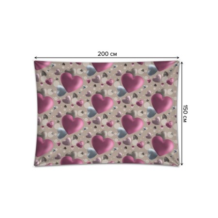 Decorative panel with photo printing "Volumetric Hearts", horizontal, size 150x200 cm-1