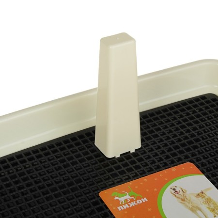 Dog toilet 46.5 x 35.5 x 5.5 cm, with a removable side, grille and column, black-1