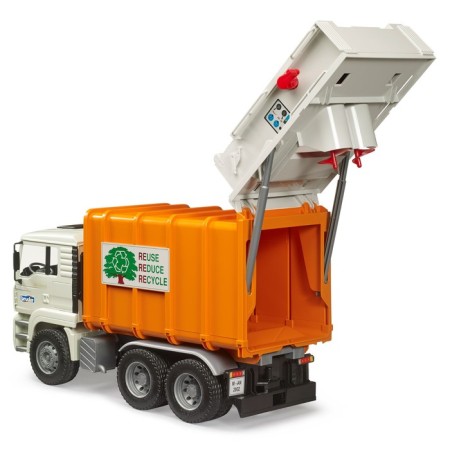 Bruder Man garbage truck, orange color-5